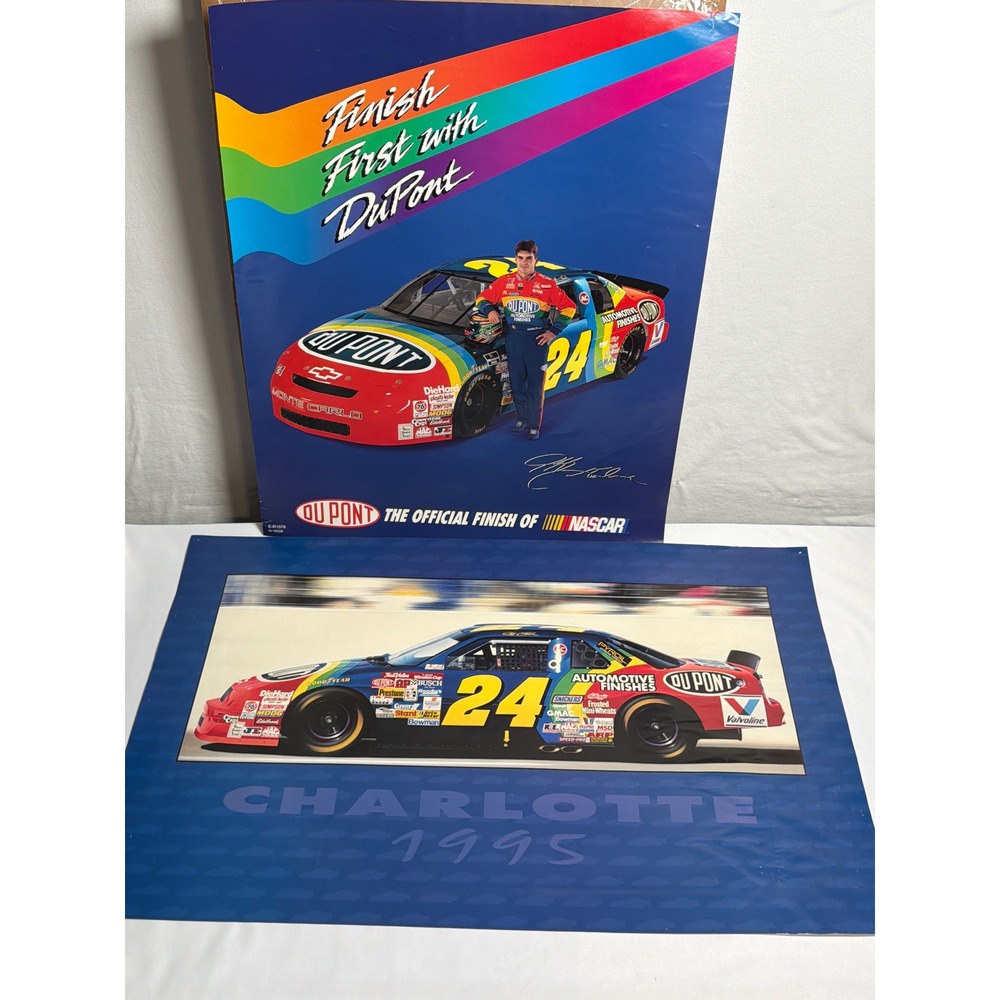 Set of Vintage DuPont Jeff Gordon NASCAR Poster Set Unisex OS Blue Good